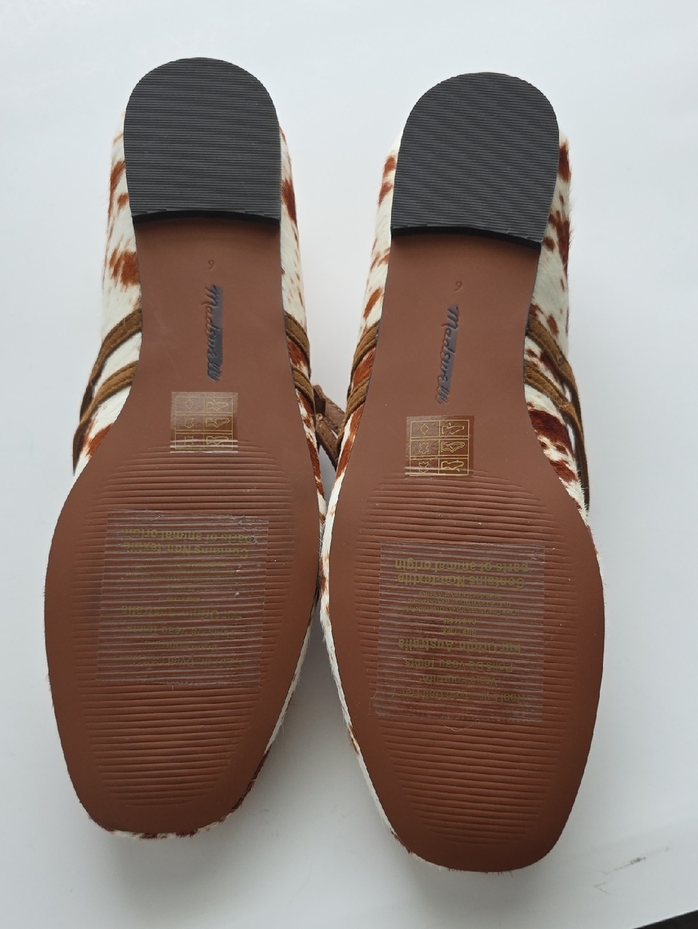Madewell Greta  Strappy Ballete Flat Double Strap Calf Hair Rusett Multi Size 6 - Picture 9 of 12